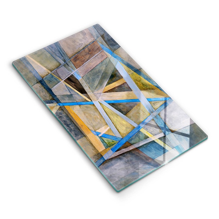 Dekoratív üveg, Wallfluent, Festett vonalak absztrakció, Szürke, 30x52 cm