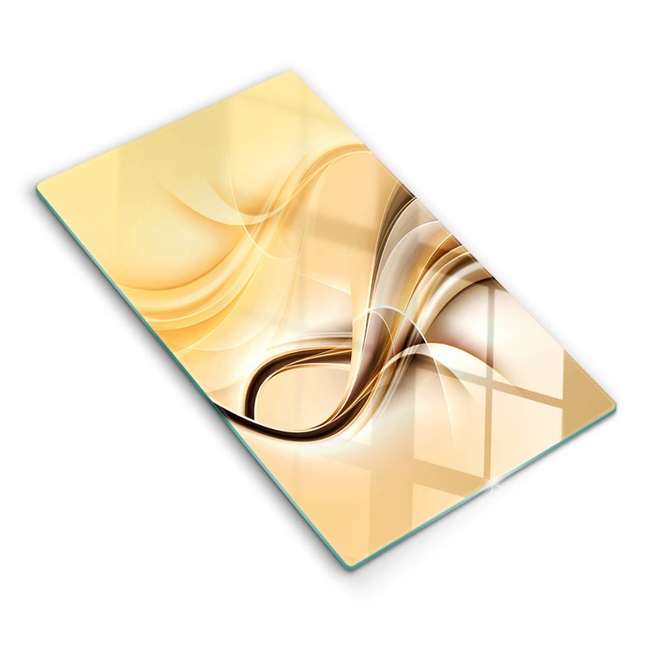 Dekoratív üveg, Wallfluent, Füst absztrakció, Sárga, 30x52 cm