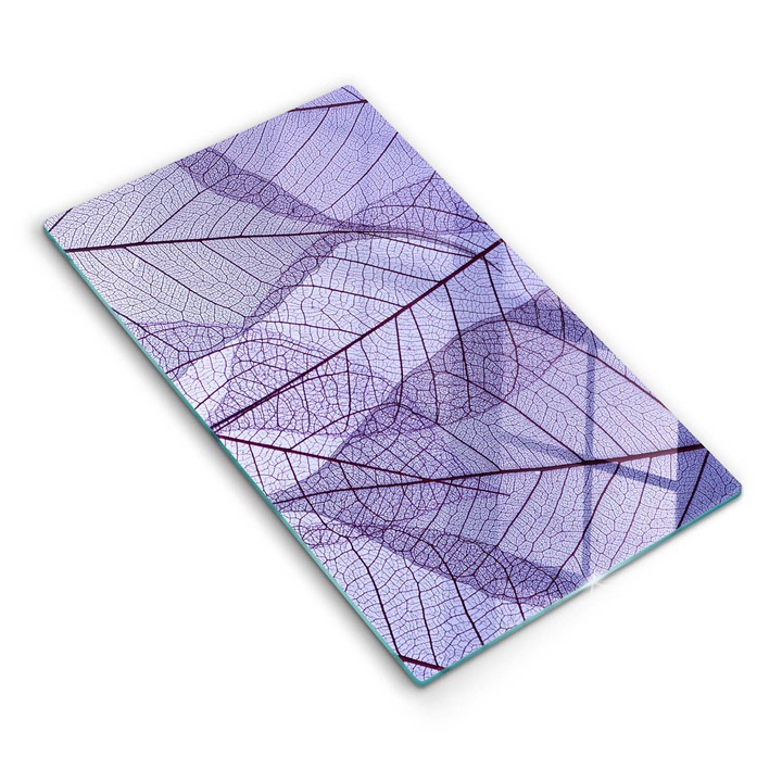 Dekoratív üveg, Wallfluent, Levelek erekkel, Lila, 30x52 cm