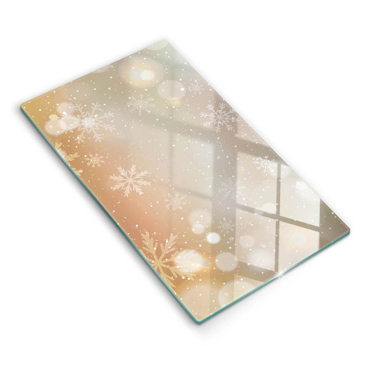 Dekoratív üveg, Wallfluent, Hópelyhek, Bézs, 30x52 cm