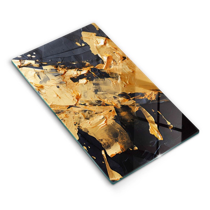 Dekoratív üveg, Wallfluent, Elegáns festék textúra, Aranyszín, 30x52 cm