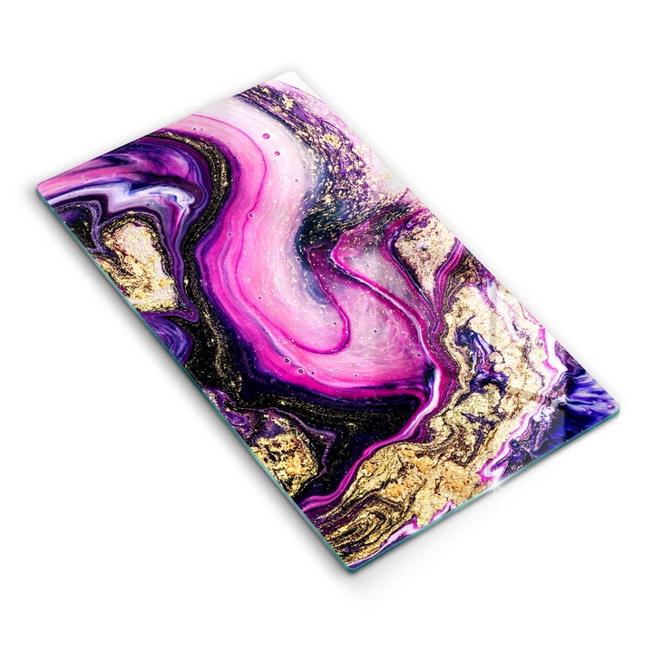 Dekoratív üveg, Wallfluent, Absztrakt design arany, Rózsaszín, 30x52 cm