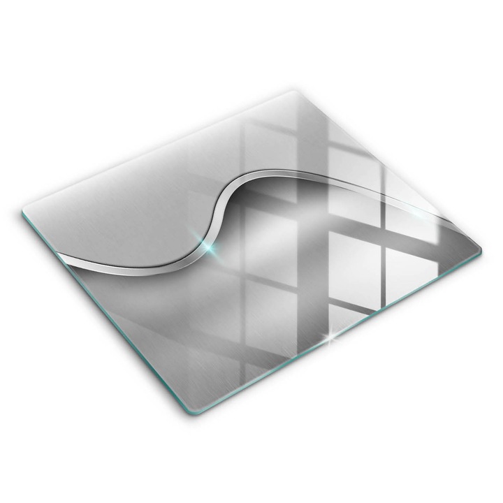 Tocatoare de bucatarie, Wallfluent, din sticla, 60x52 cm, Abstractizarea metalului, Argintiu, 010010520040000274157