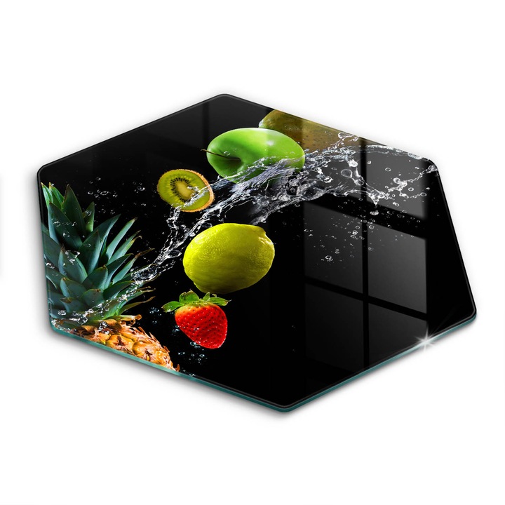 Üveg vágódeszka, Wallfluent, Gyümölcsök a vízben, h40cm, Sokszínű