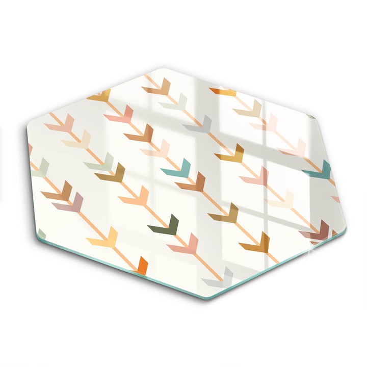 Üveg vágódeszka, Wallfluent, Geometriai elemek, h40 cm, Sokszínű