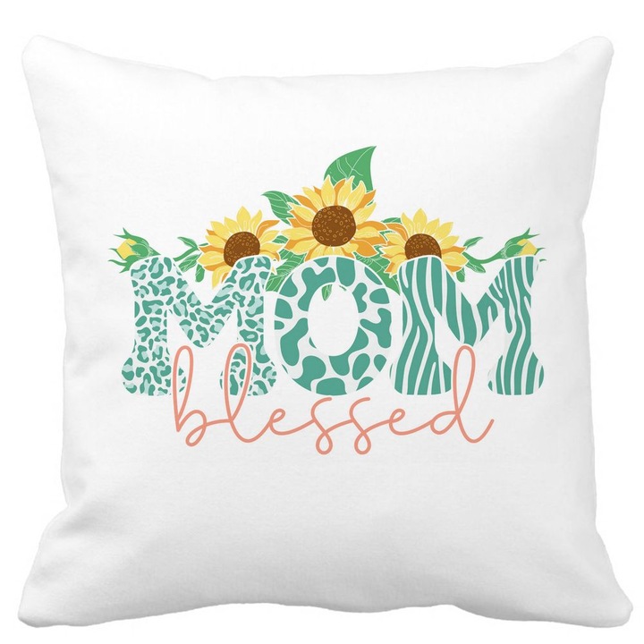 Dekoratív párna anyának, 40x40 cm, matt fehér, levehető huzat, fújtató