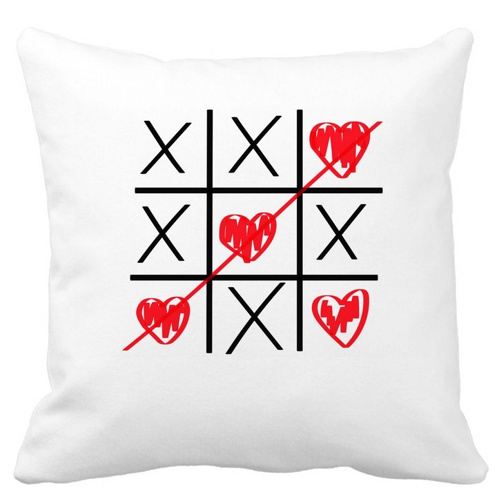 Dekoratív párnamodell Valentin-nap 7, 40x40 cm, Matt fehér, Levehető huzat, Fújtató