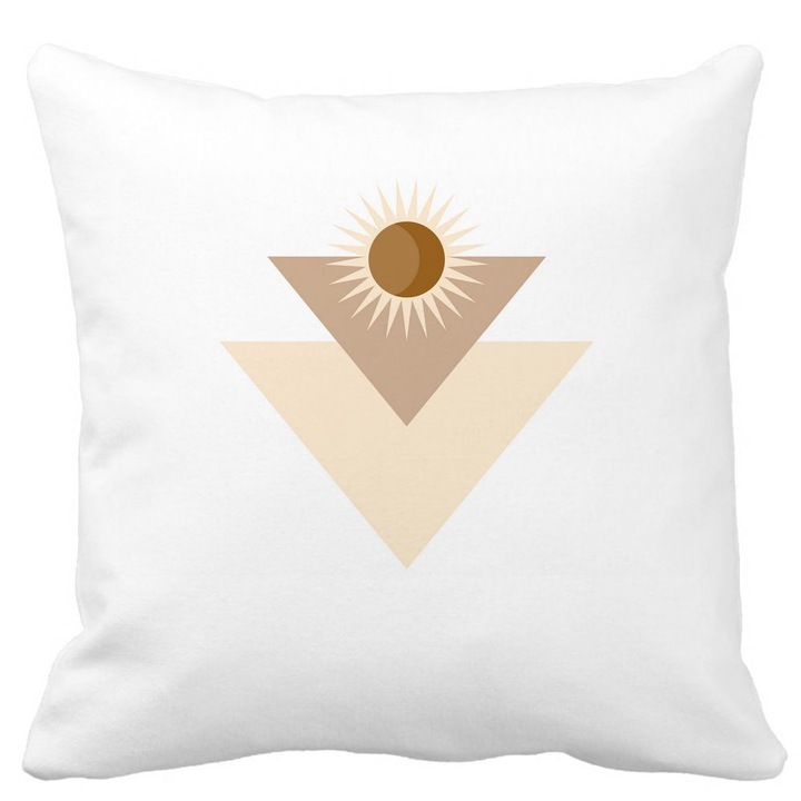 Elegáns dekoratív párna geometriai formákkal 1, 40x40 cm, matt fehér, levehető huzat, fújtató
