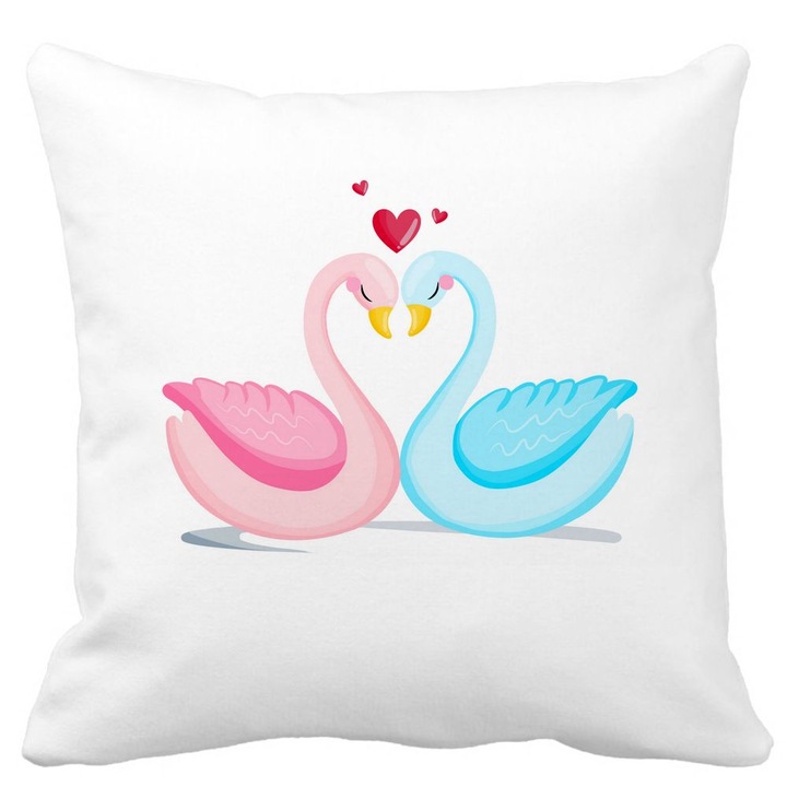 Dekoratív párnamodell Valentin-nap 9, 40x40 cm, Matt fehér, Levehető huzat, Fújtató