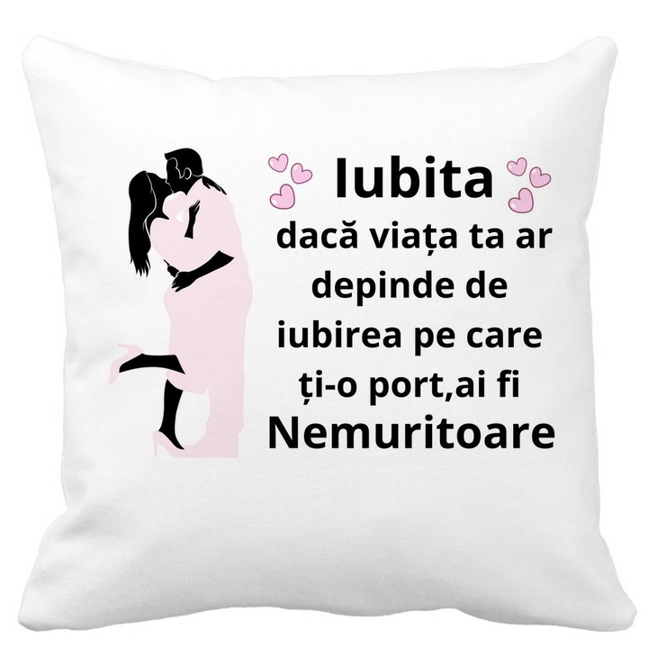 Beloved Gift dekoratív párna 3-as üzenettel, 40x40 cm, matt fehér, levehető huzat, fújtató