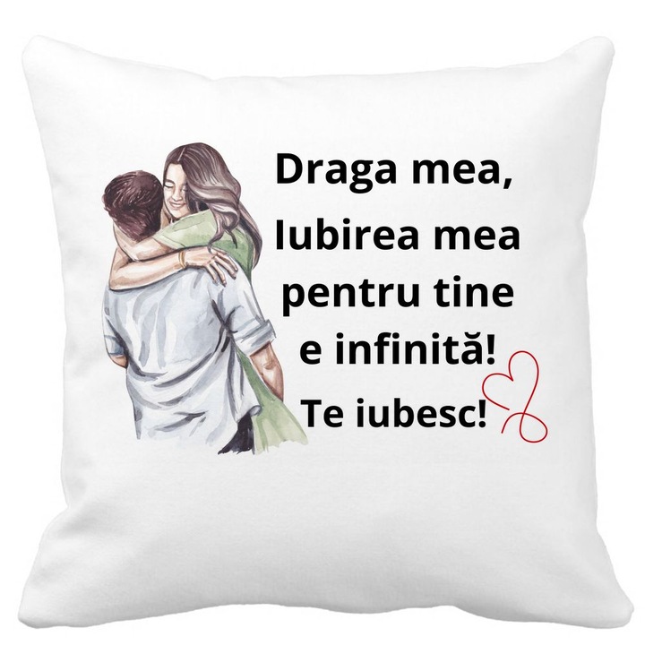 Lover Gift dekoratív párna 5-ös üzenettel, 40x40 cm, matt fehér, levehető huzat, fújtató