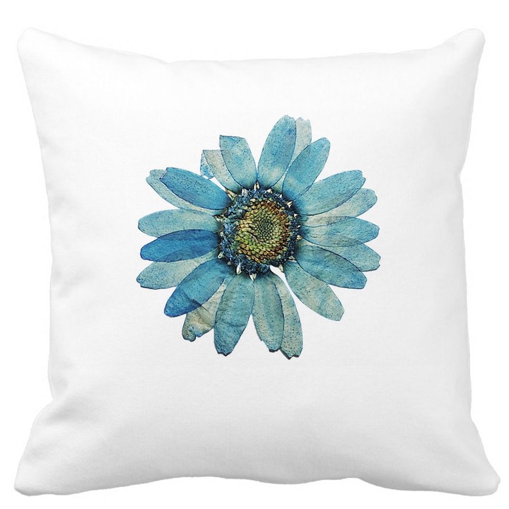 Perna Decorativa cu Motive Florale 1, 40x40 cm, Alb Mat, Husa Detasabila, Burduf