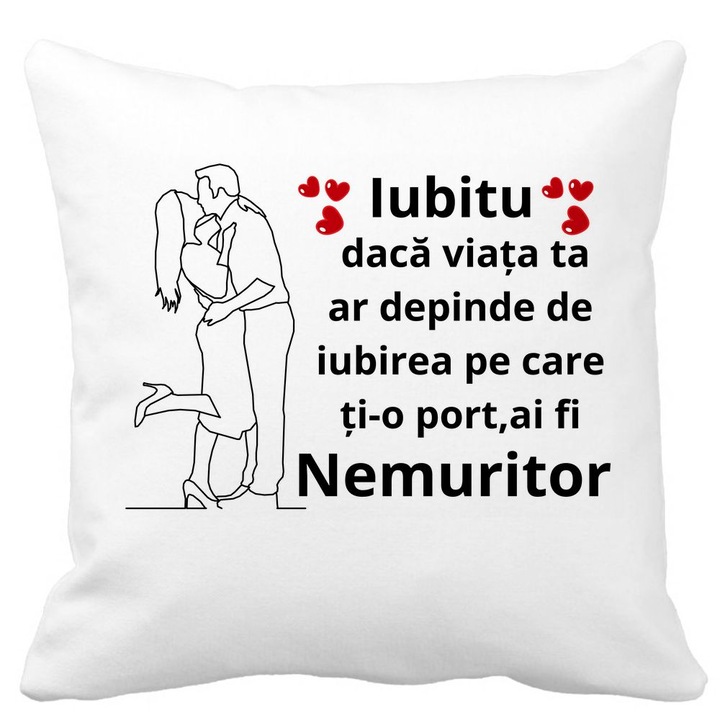 Lover Gift dekoratív párna üzenettel, 2 db 40x40 cm, Matt fehér, Levehető huzat