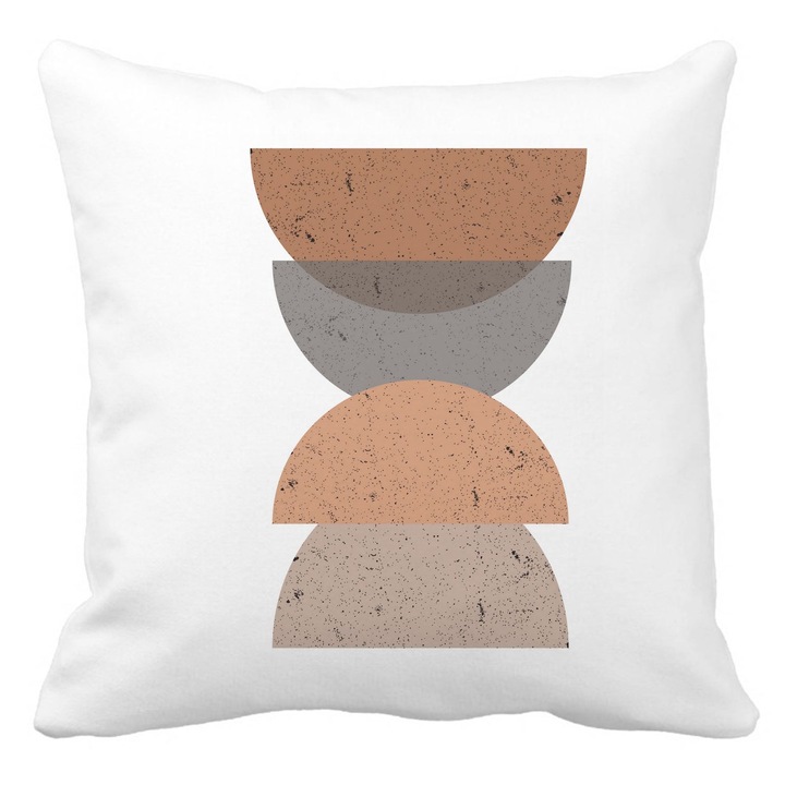 Elegáns dekoratív párna geometriai formákkal 2, 40x40 cm, matt fehér, levehető huzat, fújtató