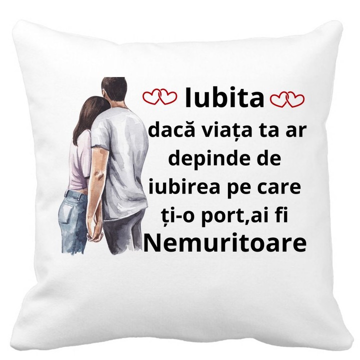 Beloved Gift dekoratív párna 4-es üzenettel, 40x40 cm, matt fehér, levehető huzat, fújtató