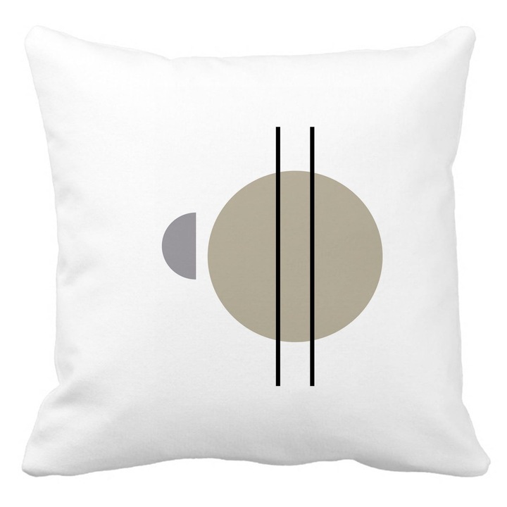 Elegáns dekoratív párna geometriai formákkal 3, 40x40 cm, matt fehér, levehető huzat, fújtató