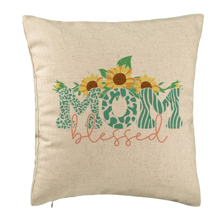 Díszpárna anyának, 40x40 cm, bézs, levehető huzat, fújtató