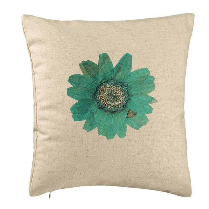 Dekoratív párna virágos motívumokkal 2, 40x40 cm, bézs, levehető huzat