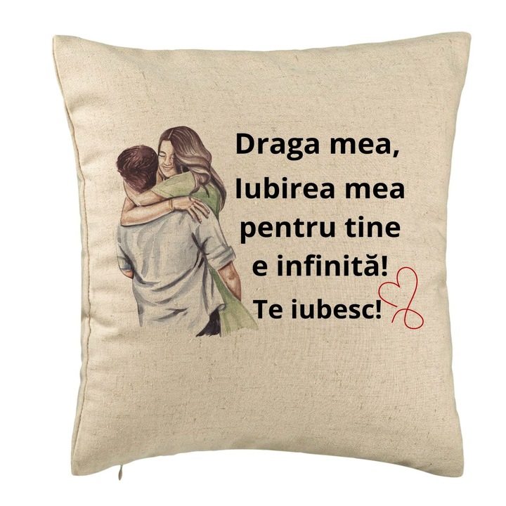 Beloved Gift dekoratív párna 5-ös üzenettel, 40x40 cm, bézs, levehető huzat, fújtató