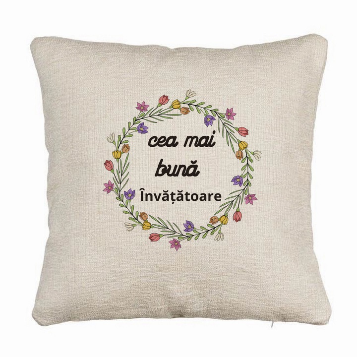 Kanapé dekoratív párna szöveggel tanárnőnek 1, 40x40 cm, levehető huzat, fújtató