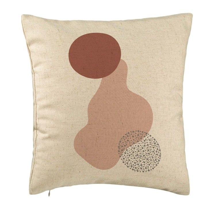 Absztrakt dekoratív párna, 40x40 cm, bézs, levehető huzat, fújtató