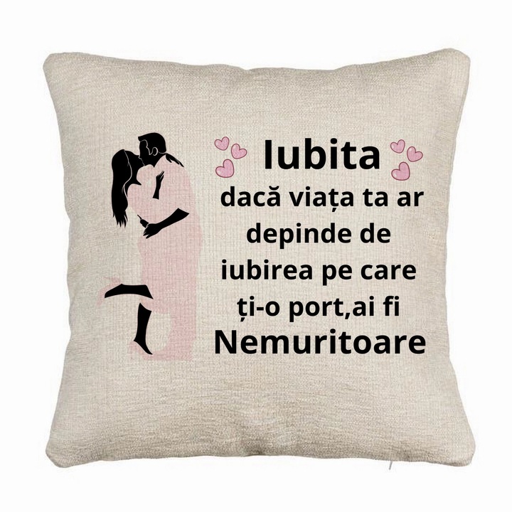 Kanapé dekoratív párnaszerető ajándék 3. üzenettel, 40x40 cm, levehető huzat, fújtató