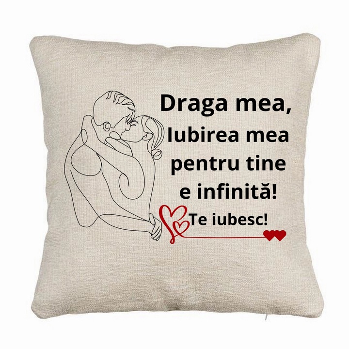 Kanapé dekoratív párnaszerető ajándék 1. üzenettel, 40x40 cm, Levehető huzat, Fújtató