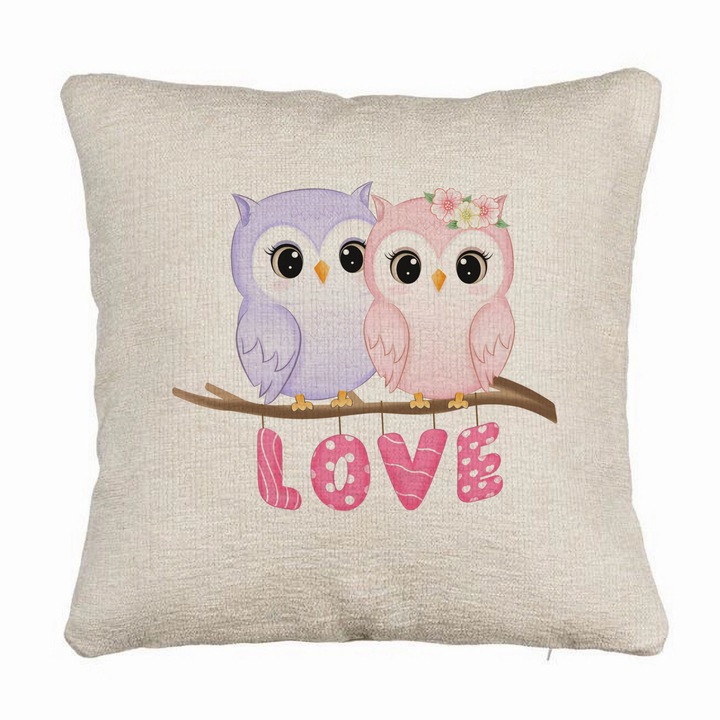 Love Sofa dekoratív párna - Valentin napi modell 1, 40x40 cm, Levehető huzat, Fújtató