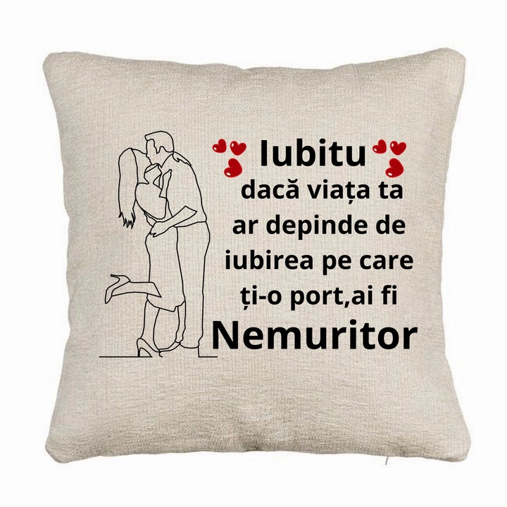 Kanapé dekoratív párnaszerető ajándék üzenettel, 2 db 40x40 cm, Levehető huzat, Fújtató