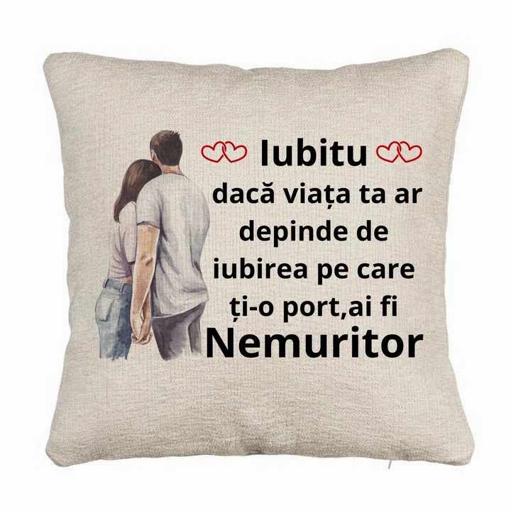 Lover Gift kanapé dekoratív párna 3-as üzenettel, 40x40 cm, levehető huzat, fújtató