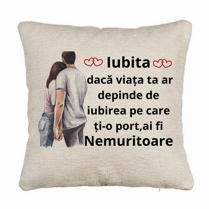 Kanapé dekoratív párnaszerető ajándék 4-es üzenettel, 40x40 cm, levehető huzat, fújtató