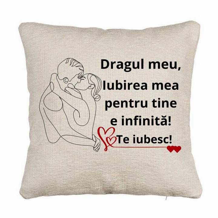 Kanapé dekoratív párnaszerető ajándék 1. üzenettel, 40x40 cm, Levehető huzat, Fújtató