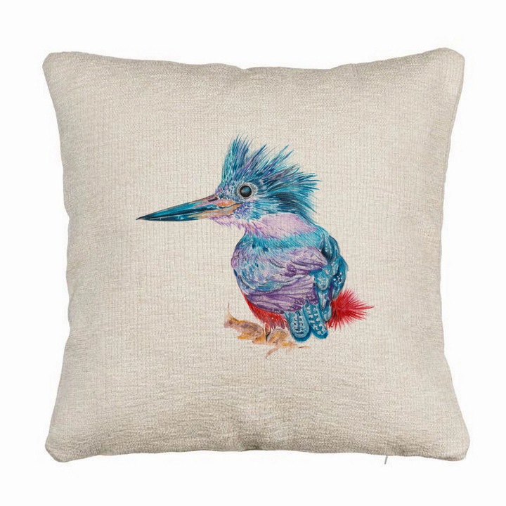 Kanapé dekoratív párna Tarka madarakkal, 40x40 cm, Levehető huzat, Fújtató