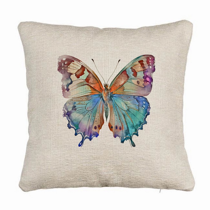 Többszínű Butterfly kanapé díszpárna, 40x40 cm, levehető huzat, fújtató
