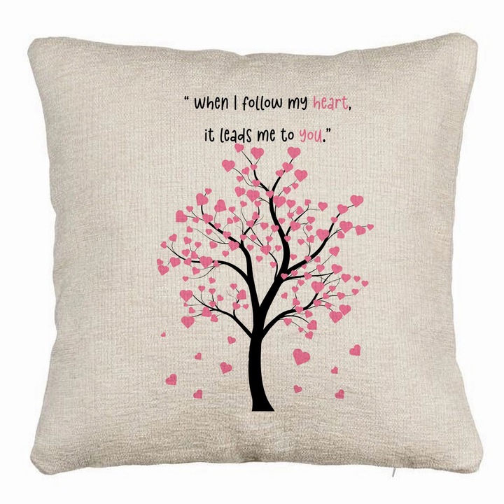 Kanapé dekoratív párna üzenettel - Valentin napi modell 2, 40x40 cm, levehető huzat, fújtató