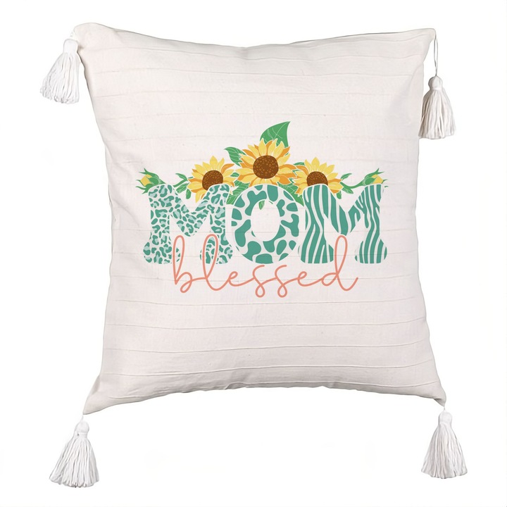 Dekoratív rojt párna anyának, 40x40 cm, levehető huzattal