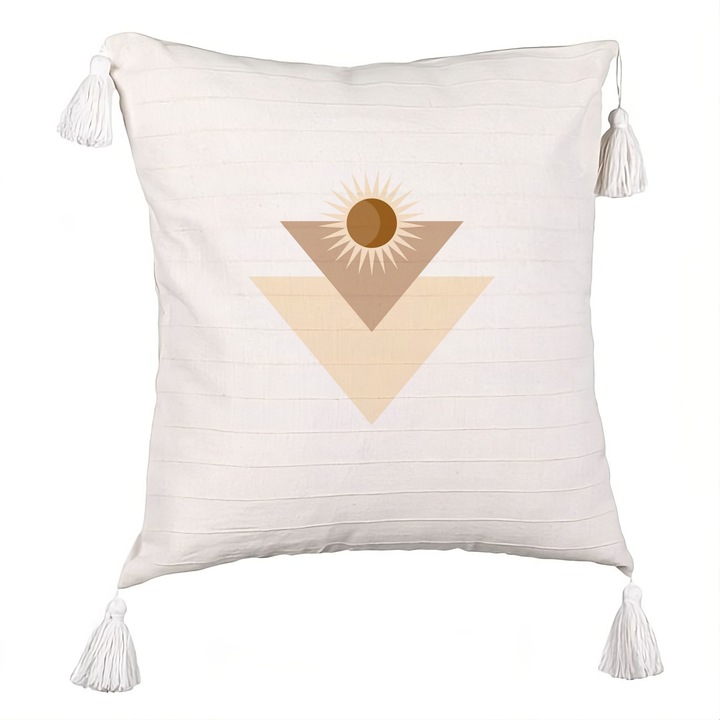 Elegáns rojt díszítő párna geometriai formákkal 1, 40x40 cm, levehető huzat