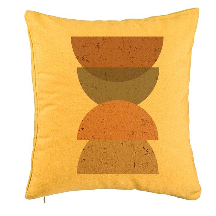 Elegáns dekoratív párna geometriai formákkal 2, 40x40 cm, sárga, levehető huzat, fújtató