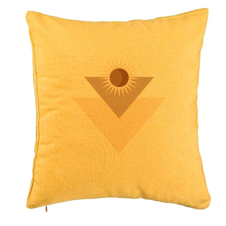 Elegáns dekoratív párna geometriai formákkal 1, 40x40 cm, sárga, levehető huzat, fújtató