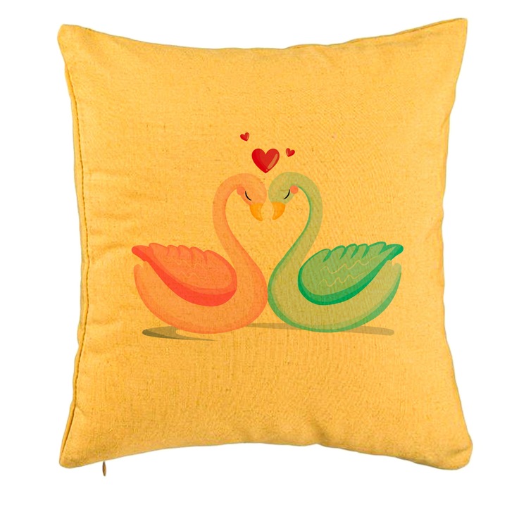 Dekoratív párnamodell Valentin-nap 9, 40x40 cm, Sárga, Levehető huzat, Fújtató