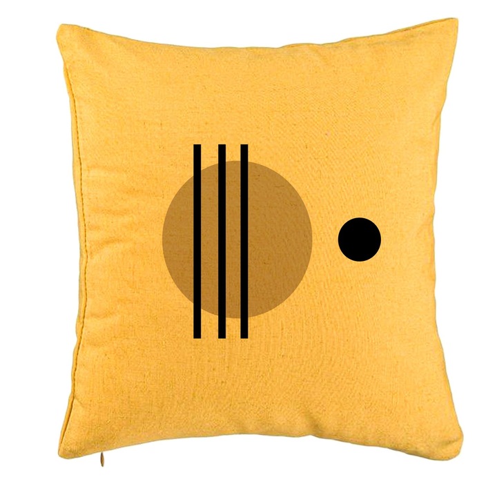 Perna Decorativa Eleganta cu Forme Geometrice 4, 40x40 cm, Galbena, Husa Detasabila, Burduf