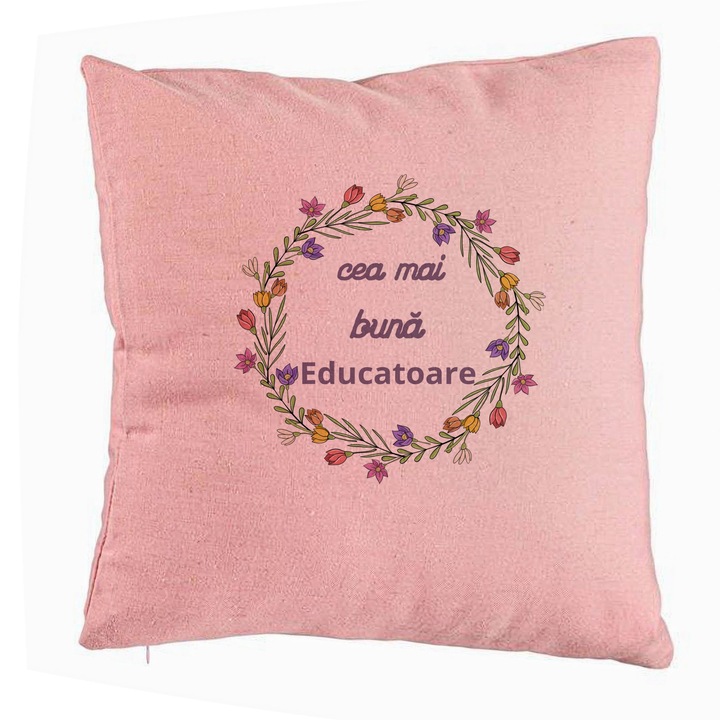 Dekoratív párna szöveggel tanároknak 1, 40x40 cm, rózsaszín, levehető huzat, fújtató