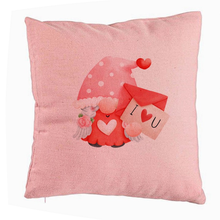 Valentin napi modell díszpárna 8, 40x40 cm, rózsaszín, levehető huzat, fújtató