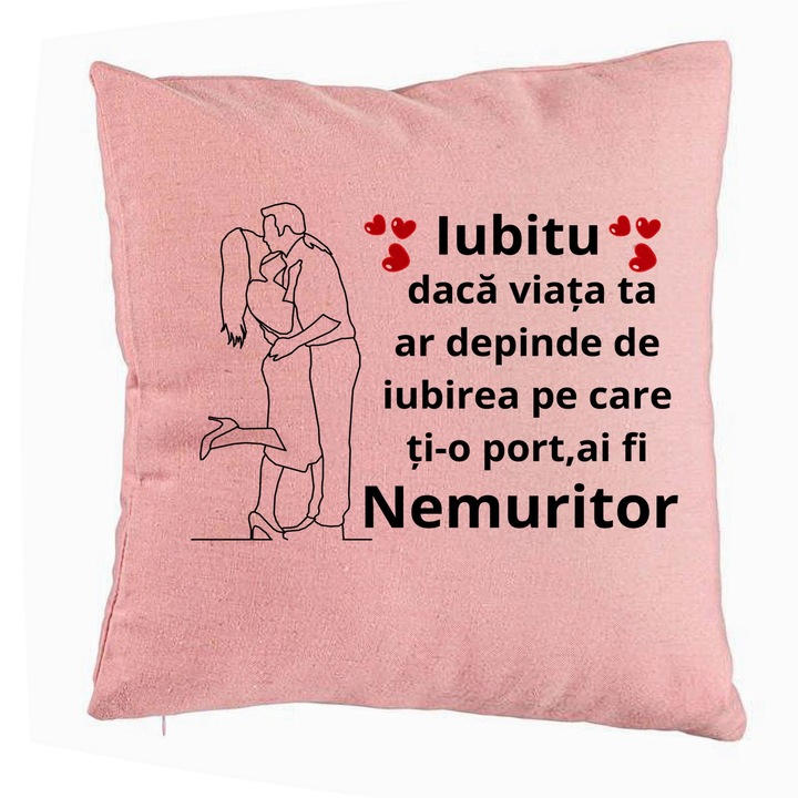 Lover Gift dekoratív párna üzenettel, 2 db 40x40 cm, rózsaszín, levehető huzat, fújtató