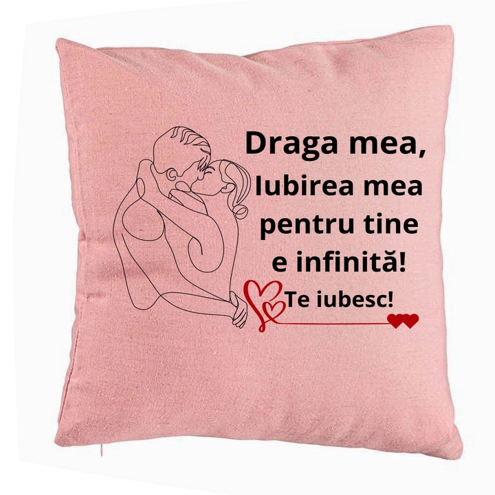 Beloved Gift dekoratív párna 1-es üzenettel, 40x40 cm, rózsaszín, levehető huzat, fújtató
