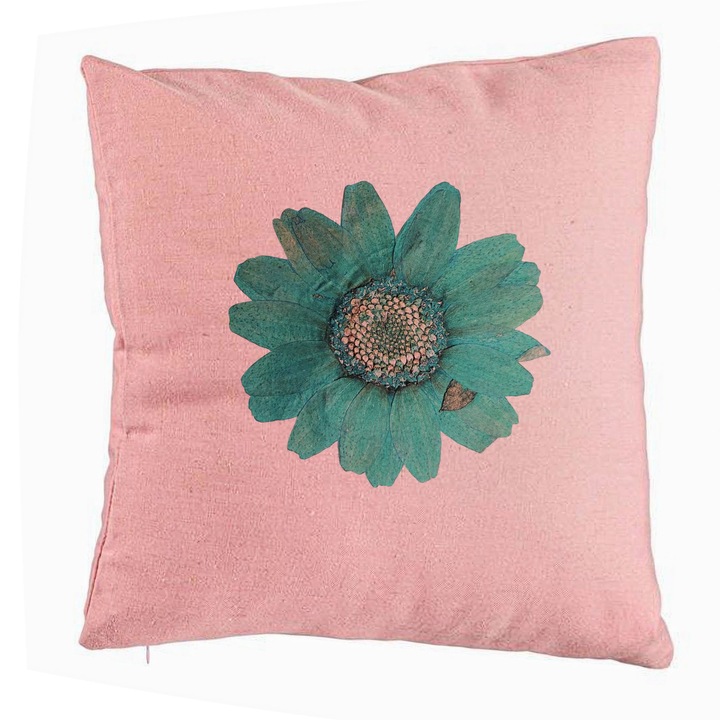 Dekoratív párna virágmotívumokkal 2, 40x40 cm, rózsaszín, levehető huzat, fújtató