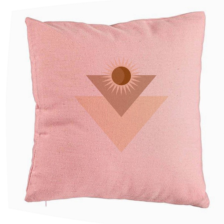 Elegáns dekoratív párna geometriai formákkal 1, 40x40 cm, rózsaszín, levehető huzat, fújtató