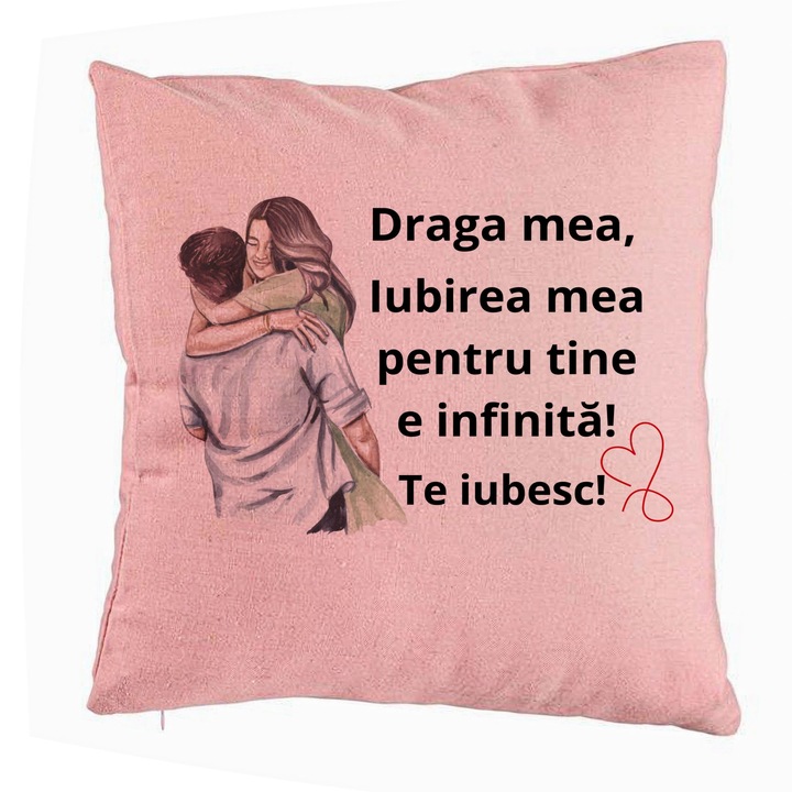 Lover Gift dekoratív párna 5-ös üzenettel, 40x40 cm, rózsaszín, levehető huzat, fújtató