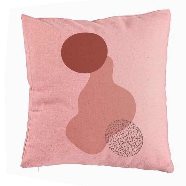 Absztrakt dekoratív párna, 40x40 cm, rózsaszín, levehető huzat, fújtató