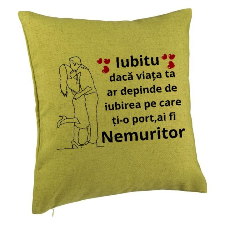 Lover Gift dekoratív párna üzenettel, 2 db 40x40 cm, zöld, levehető huzat, fújtató